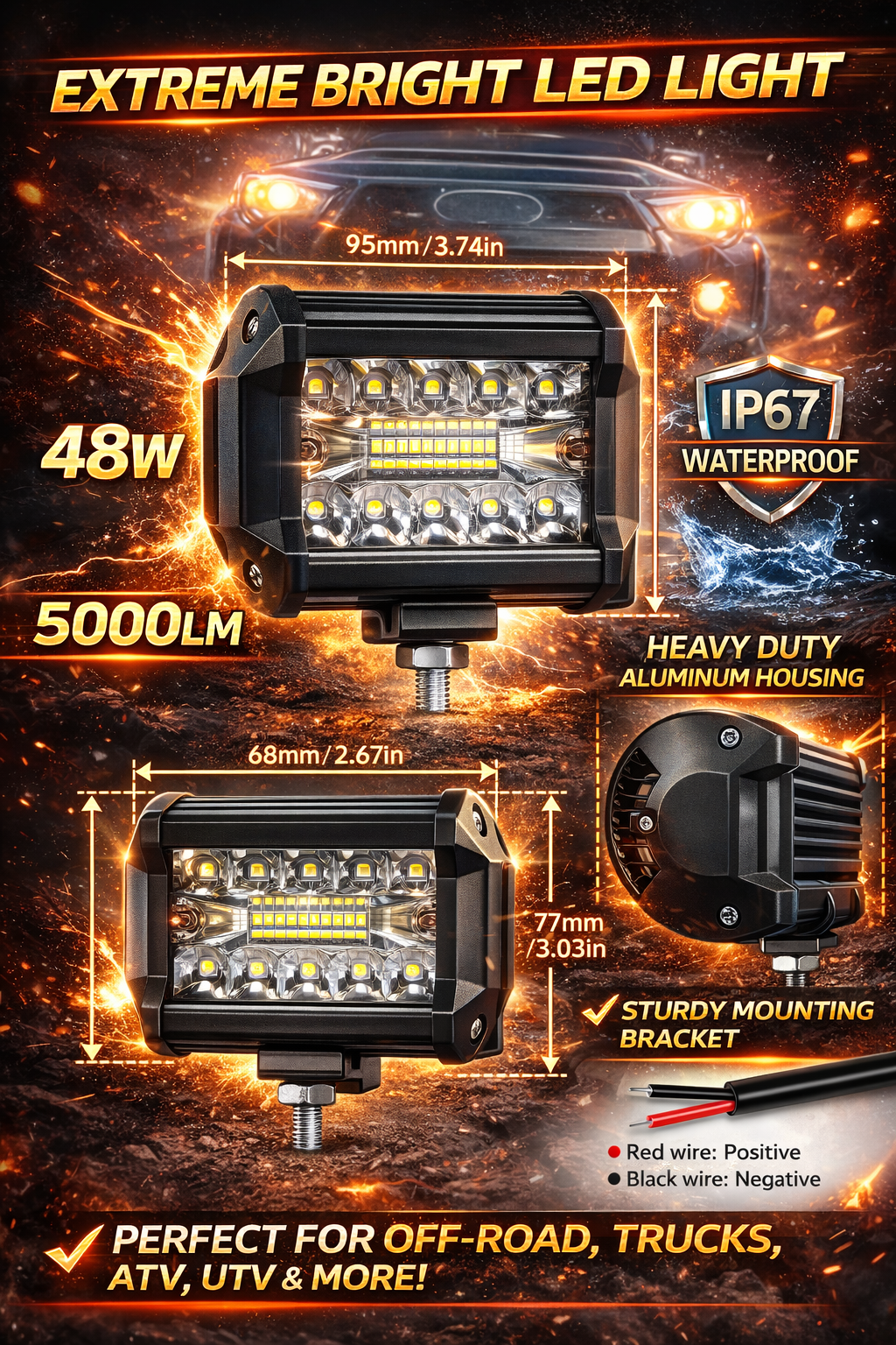 4 Inch LED Light Bar 2PC