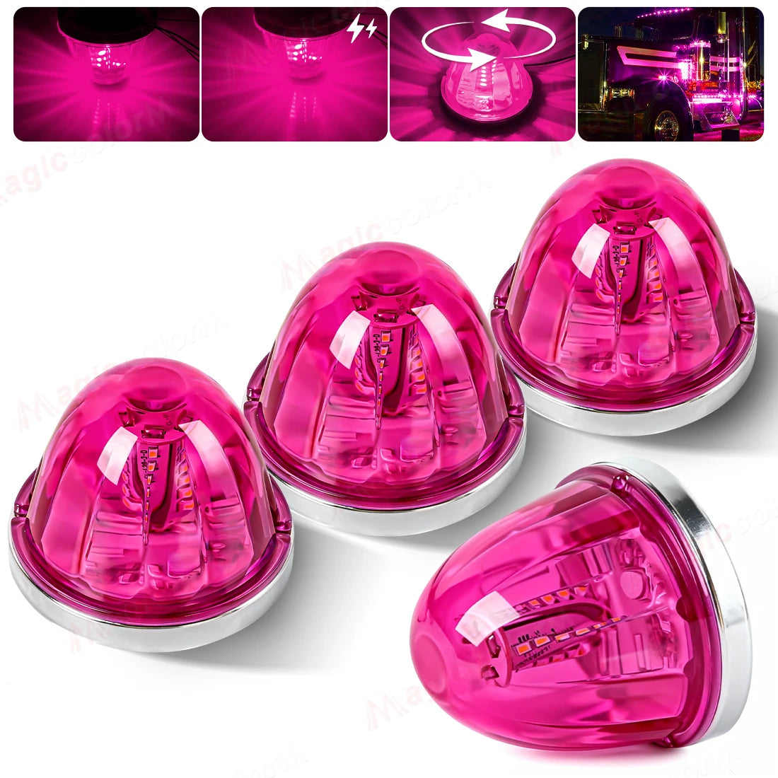 360° Rotating LED Truck Warning Light – Waterproof 12V/24V