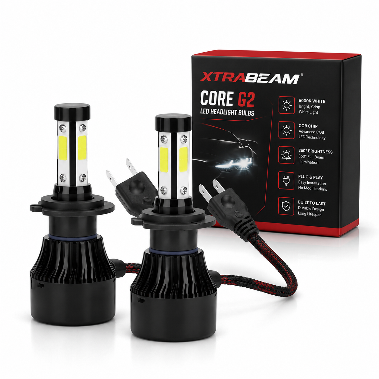 XTRABEAM CORE G2 LED Headlight Bulbs – 6000K White | Plug & Play COB LED Conversion Kit