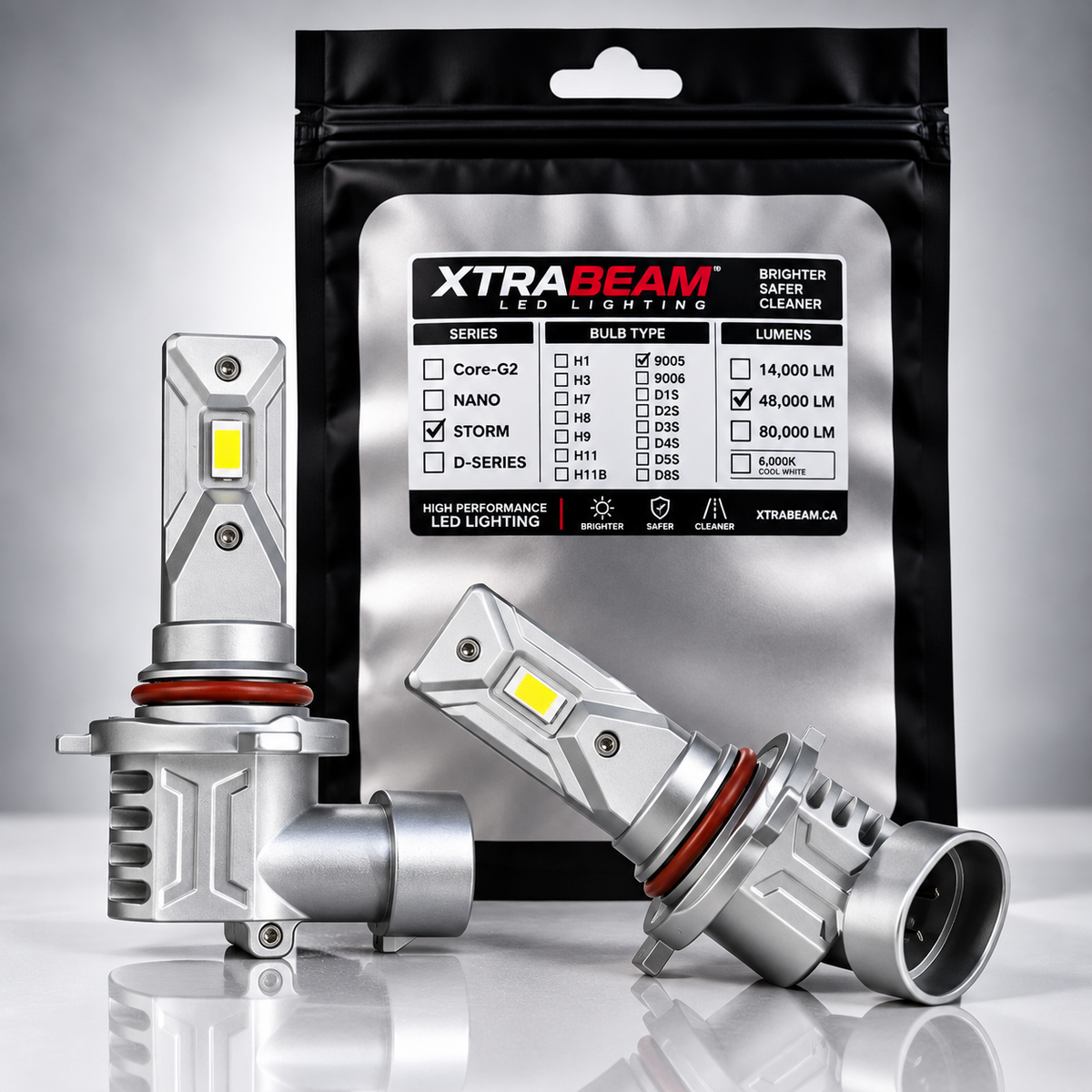 XTRABEAM STORM Series 9005 LED Headlight Bulbs – 48,000 Lumens | Canbus Error-Free