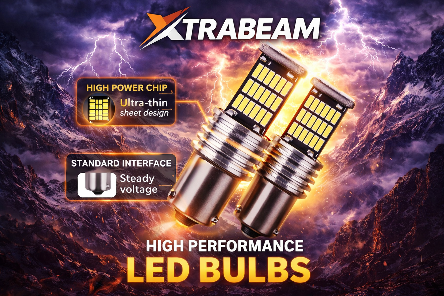 1156 LED Bulbs (BA15S / P21W) – Amber – Set of 2