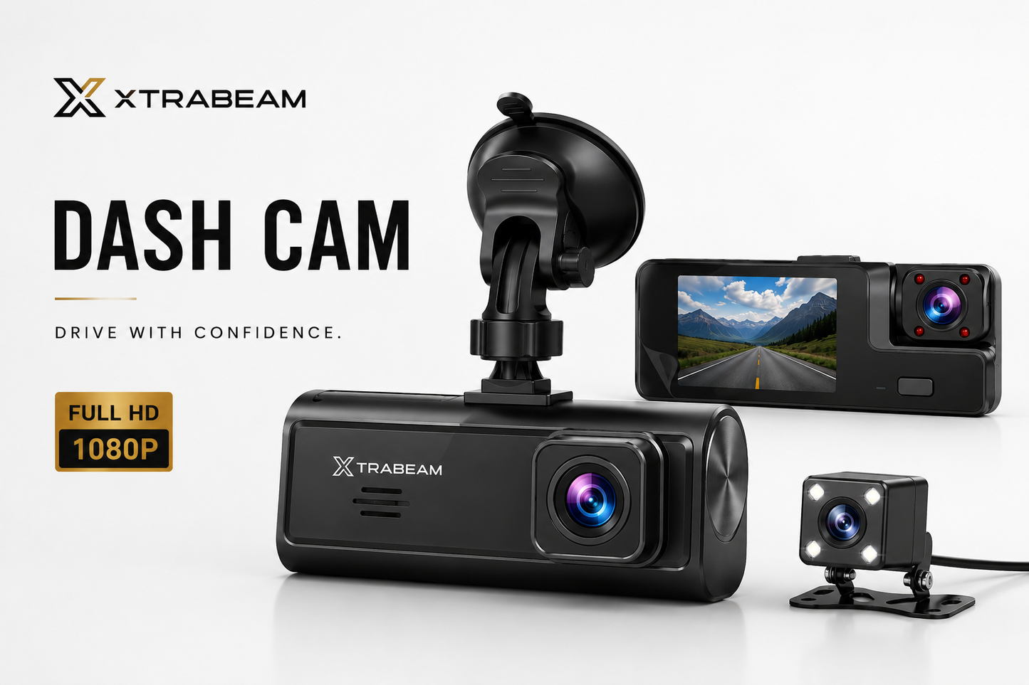 XTRABEAM Dual Dash Cam – Front & Rear 1080P HD Recording System - AVXLRQ