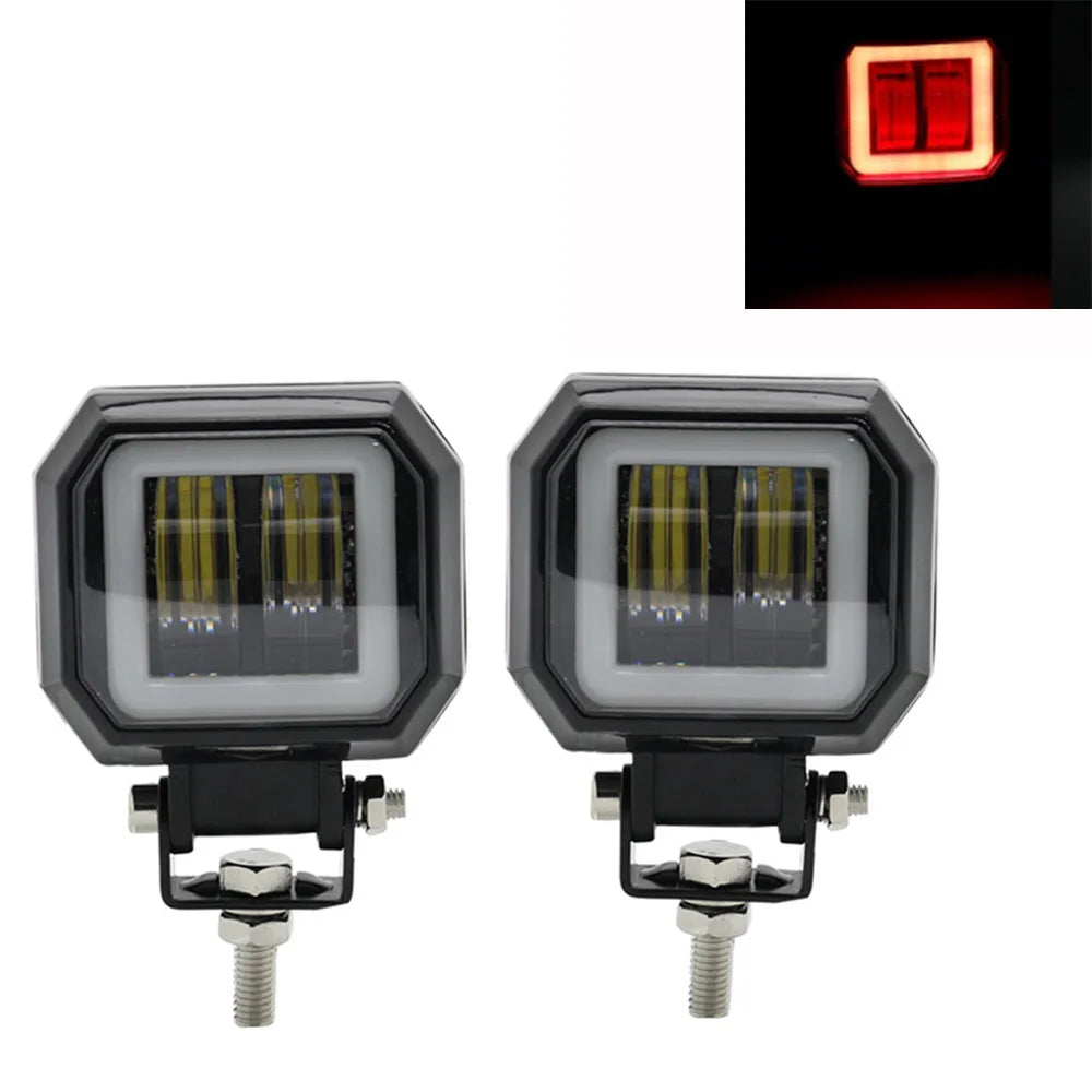 2PCS/1PC 12V-80V Waterproof Round  Angel Eyes LED light Portable Spotlights Motorcycle Offroad Truck Driving Car Boat Work Light