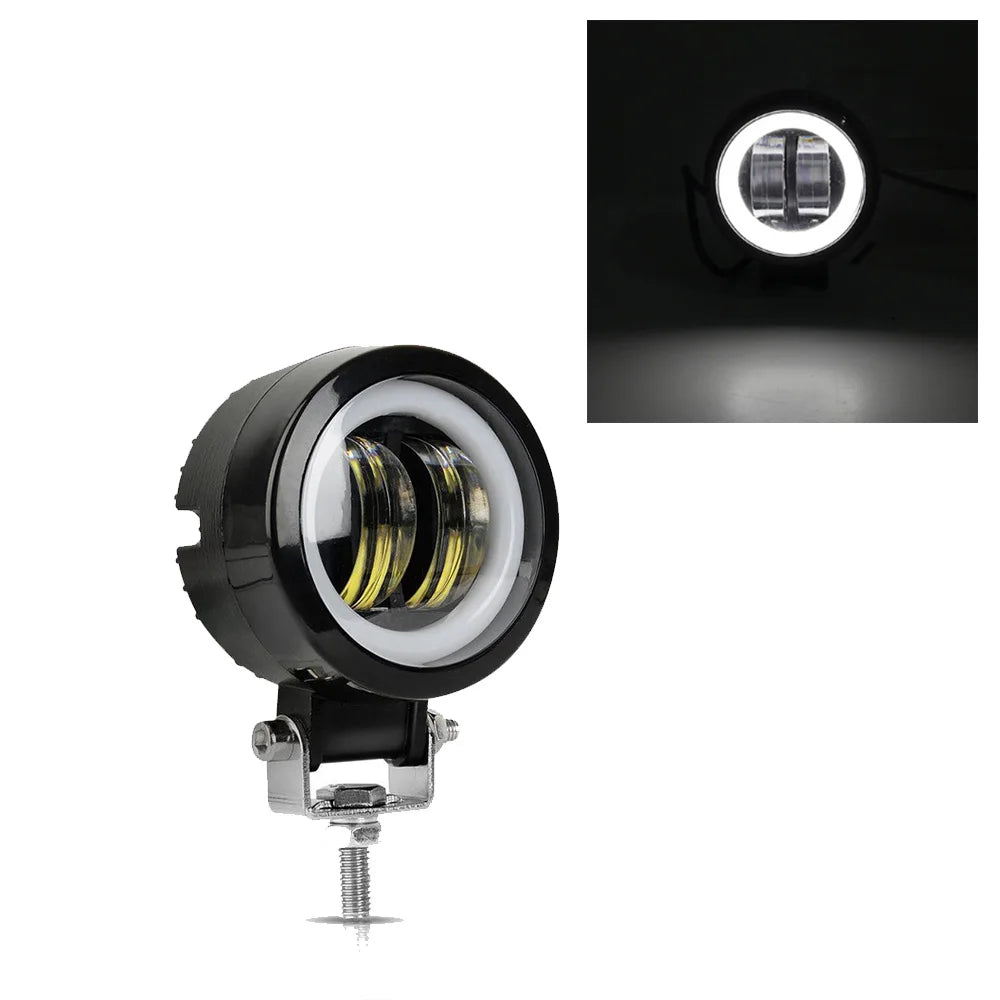 2PCS/1PC 12V-80V Waterproof Round  Angel Eyes LED light Portable Spotlights Motorcycle Offroad Truck Driving Car Boat Work Light