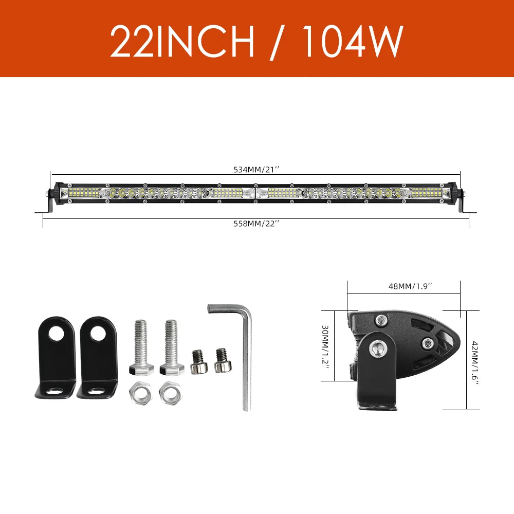 XTRABEAM Off-Road LED Light Bar – 12"–52" Spot + Flood Combo