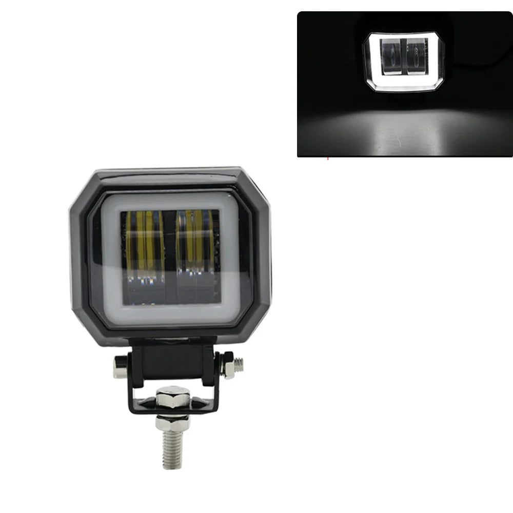 2PCS/1PC 12V-80V Waterproof Round  Angel Eyes LED light Portable Spotlights Motorcycle Offroad Truck Driving Car Boat Work Light