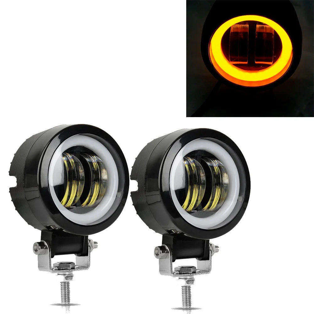 2PCS/1PC 12V-80V Waterproof Round  Angel Eyes LED light Portable Spotlights Motorcycle Offroad Truck Driving Car Boat Work Light