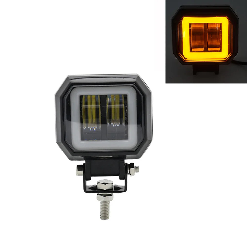 2PCS/1PC 12V-80V Waterproof Round  Angel Eyes LED light Portable Spotlights Motorcycle Offroad Truck Driving Car Boat Work Light