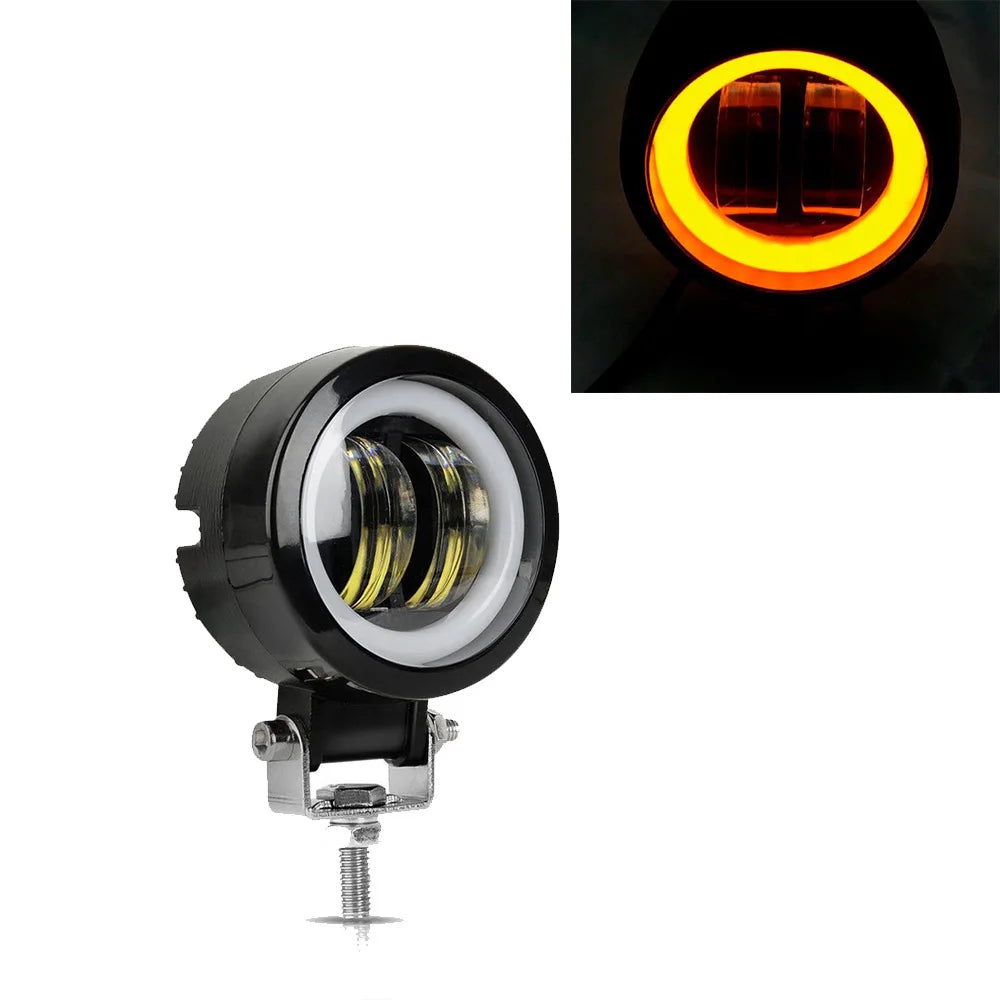 2PCS/1PC 12V-80V Waterproof Round  Angel Eyes LED light Portable Spotlights Motorcycle Offroad Truck Driving Car Boat Work Light