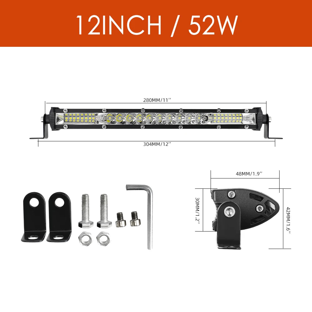 XTRABEAM Off-Road LED Light Bar – 12"–52" Spot + Flood Combo
