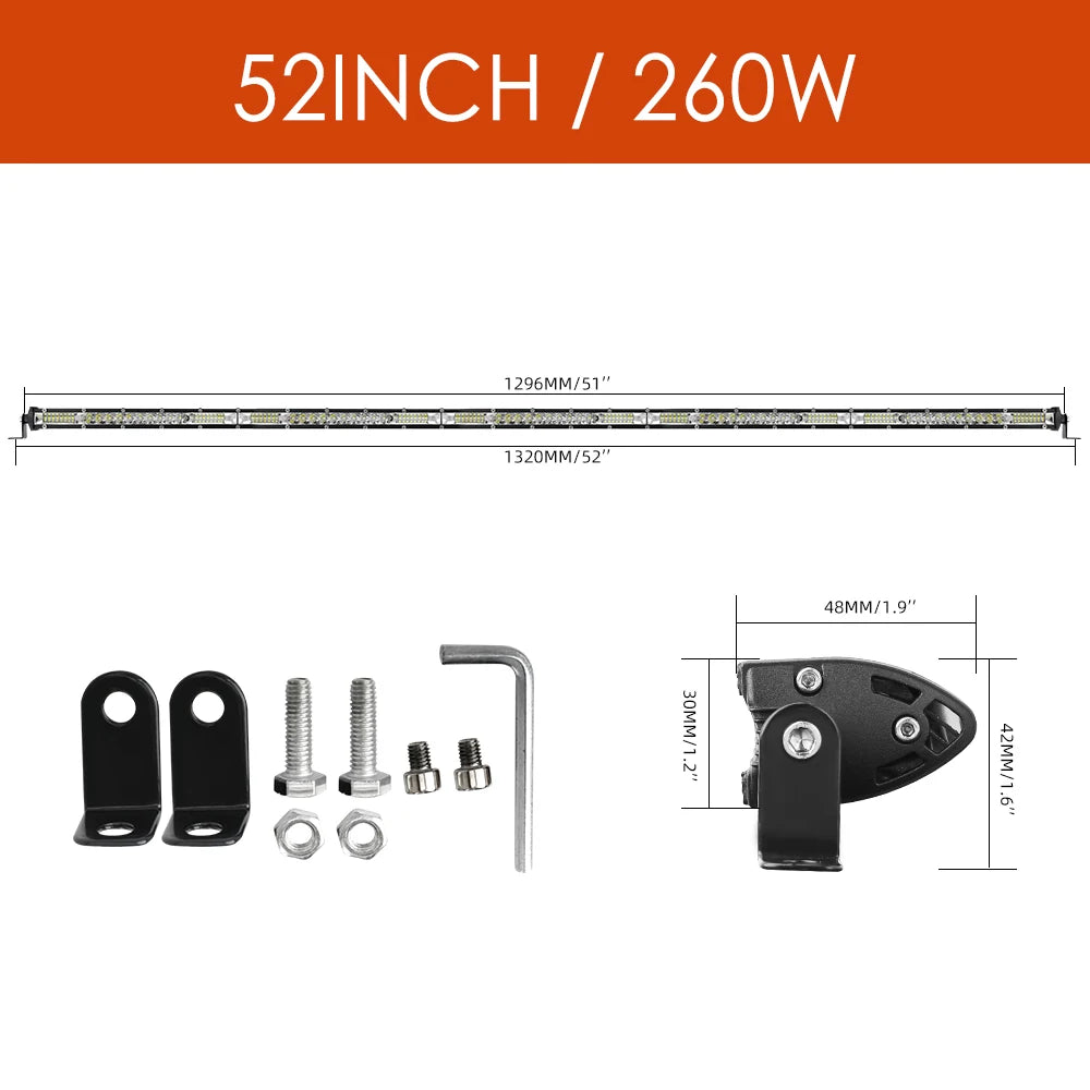 XTRABEAM Off-Road LED Light Bar – 12"–52" Spot + Flood Combo