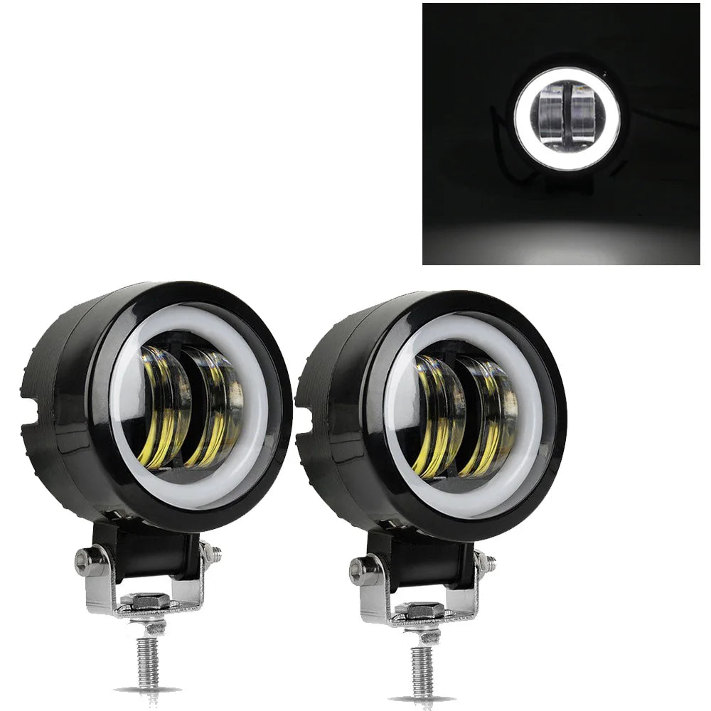 2PCS/1PC 12V-80V Waterproof Round  Angel Eyes LED light Portable Spotlights Motorcycle Offroad Truck Driving Car Boat Work Light