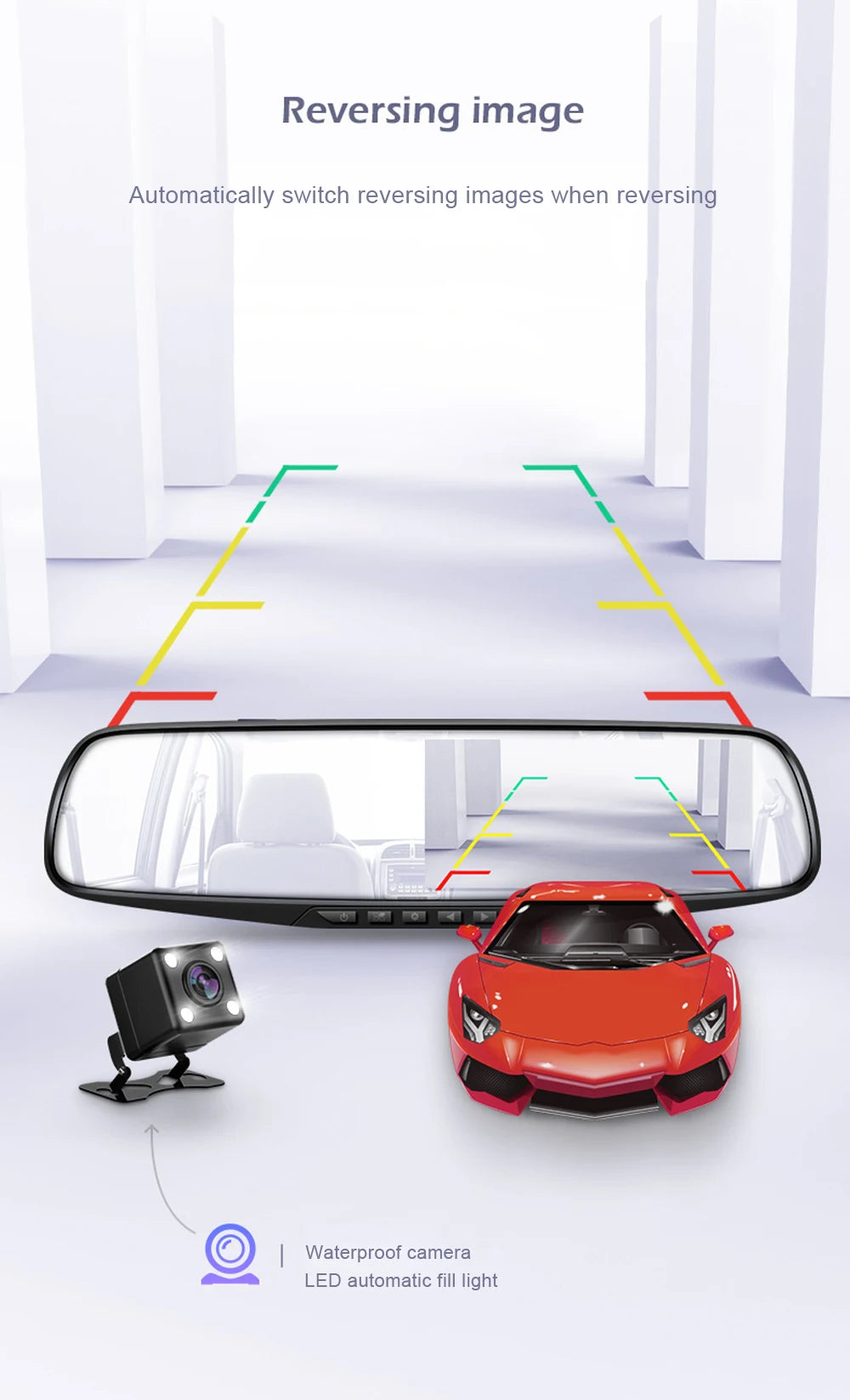 4.3" Rearview Mirror Dash Cam – 1080P Dual Lens Front & Rear DVR