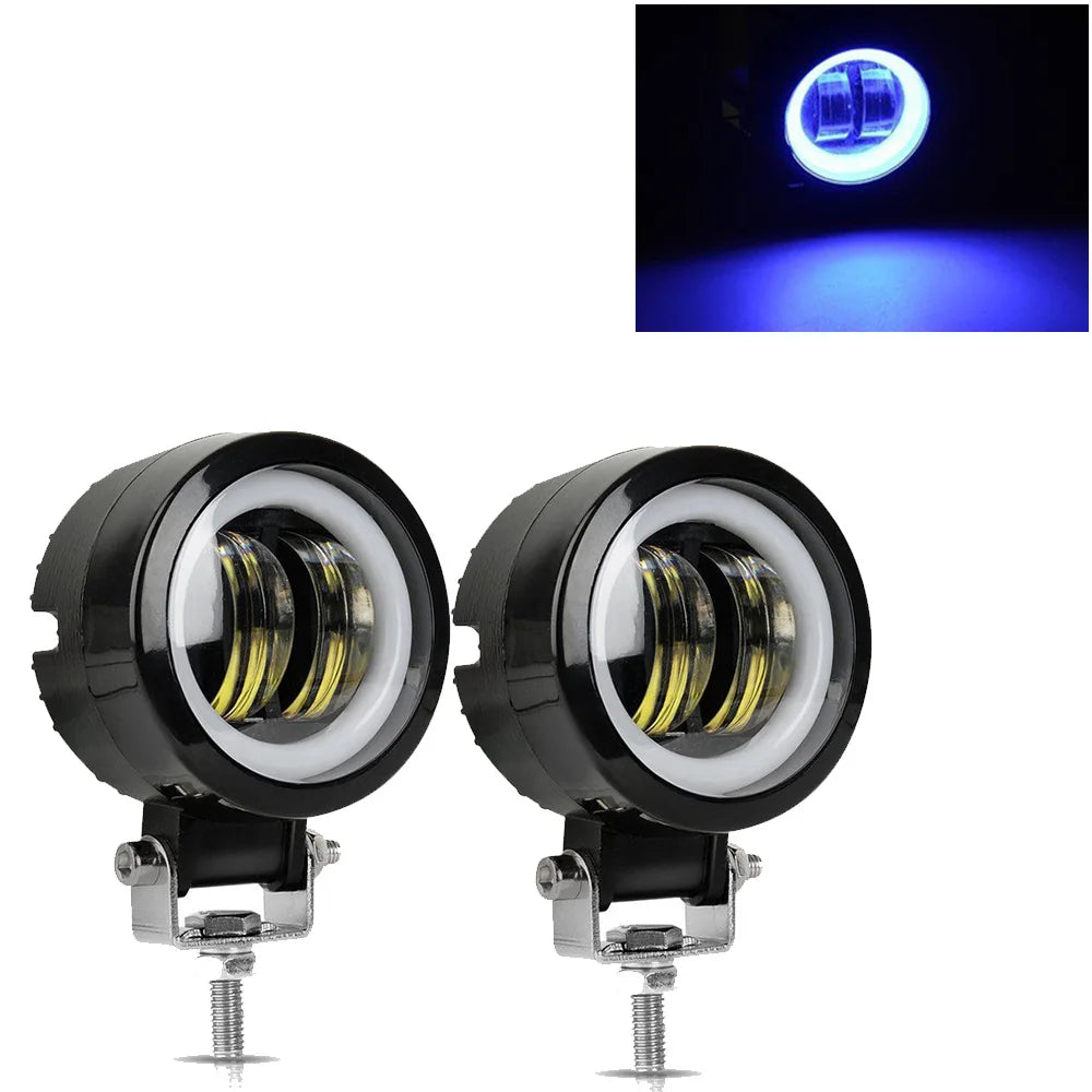 2PCS/1PC 12V-80V Waterproof Round  Angel Eyes LED light Portable Spotlights Motorcycle Offroad Truck Driving Car Boat Work Light
