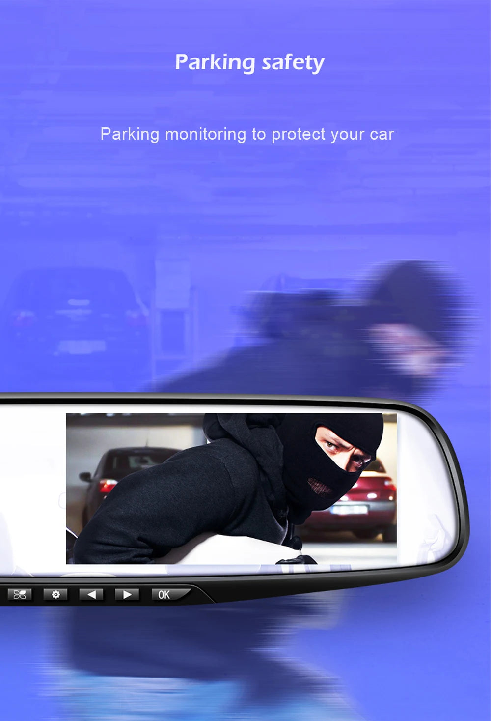 4.3" Rearview Mirror Dash Cam – 1080P Dual Lens Front & Rear DVR