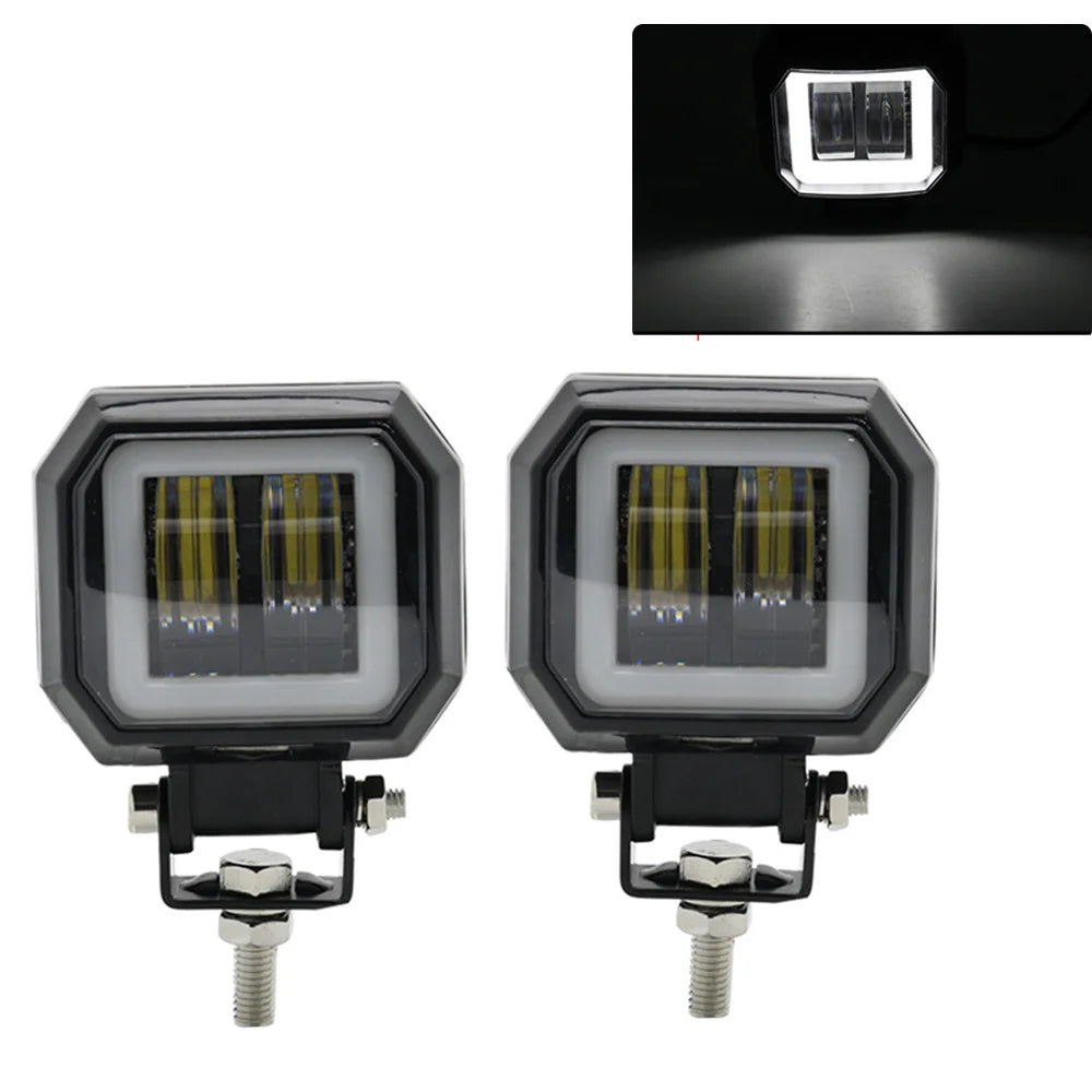 2PCS/1PC 12V-80V Waterproof Round  Angel Eyes LED light Portable Spotlights Motorcycle Offroad Truck Driving Car Boat Work Light