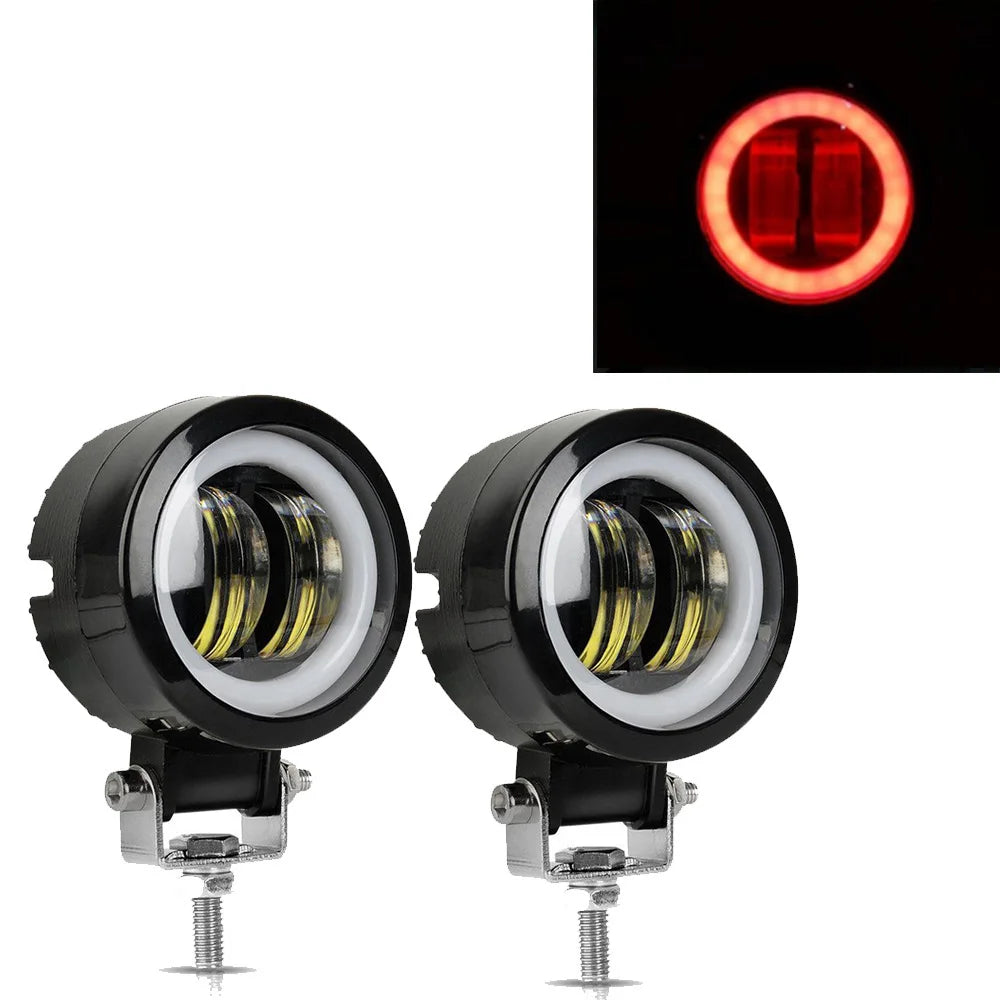 2PCS/1PC 12V-80V Waterproof Round  Angel Eyes LED light Portable Spotlights Motorcycle Offroad Truck Driving Car Boat Work Light