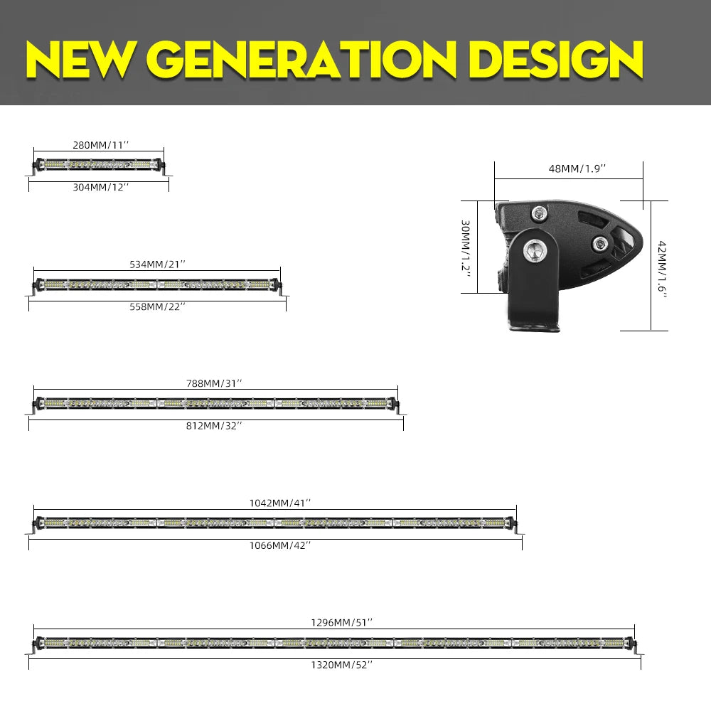 XTRABEAM Off-Road LED Light Bar – 12"–52" Spot + Flood Combo