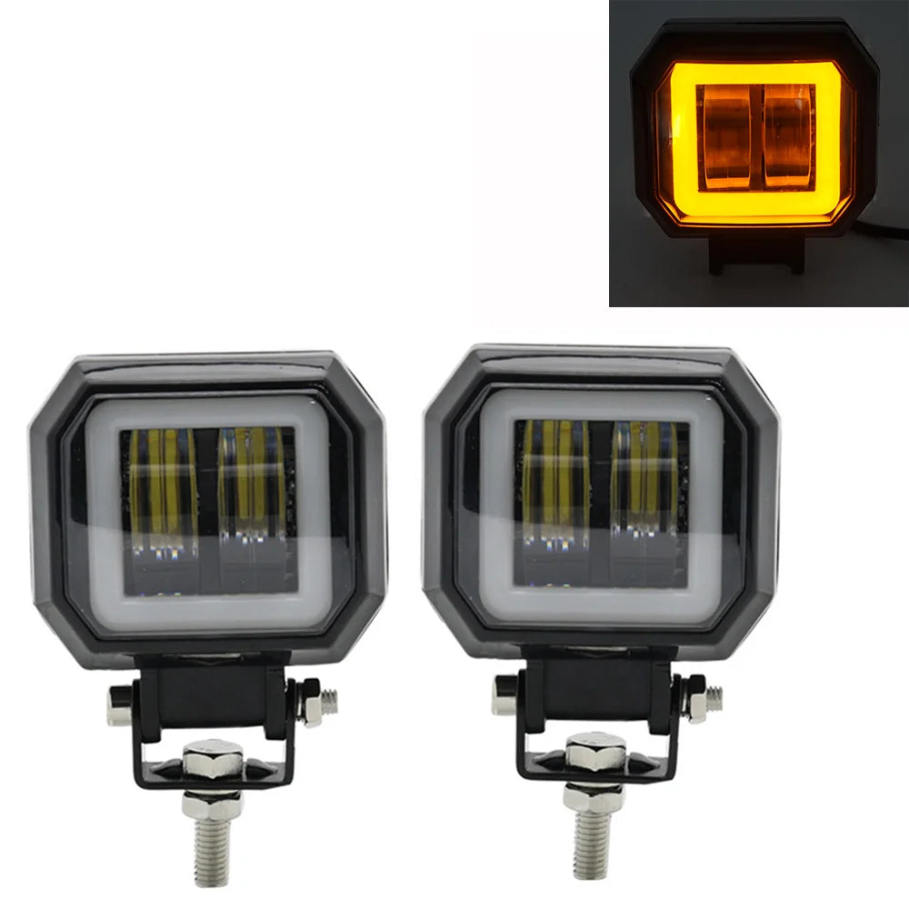 2PCS/1PC 12V-80V Waterproof Round  Angel Eyes LED light Portable Spotlights Motorcycle Offroad Truck Driving Car Boat Work Light