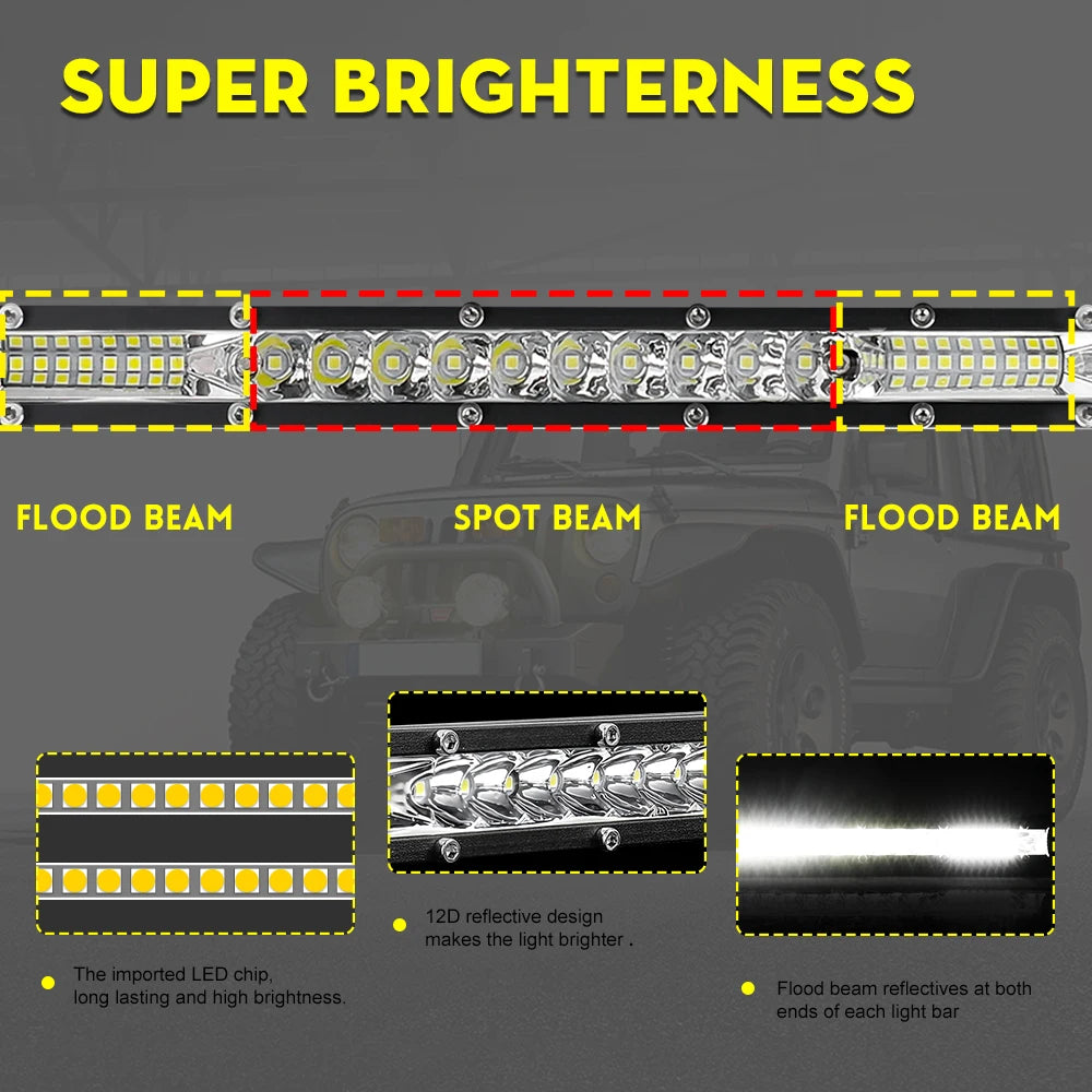 XTRABEAM Off-Road LED Light Bar – 12"–52" Spot + Flood Combo