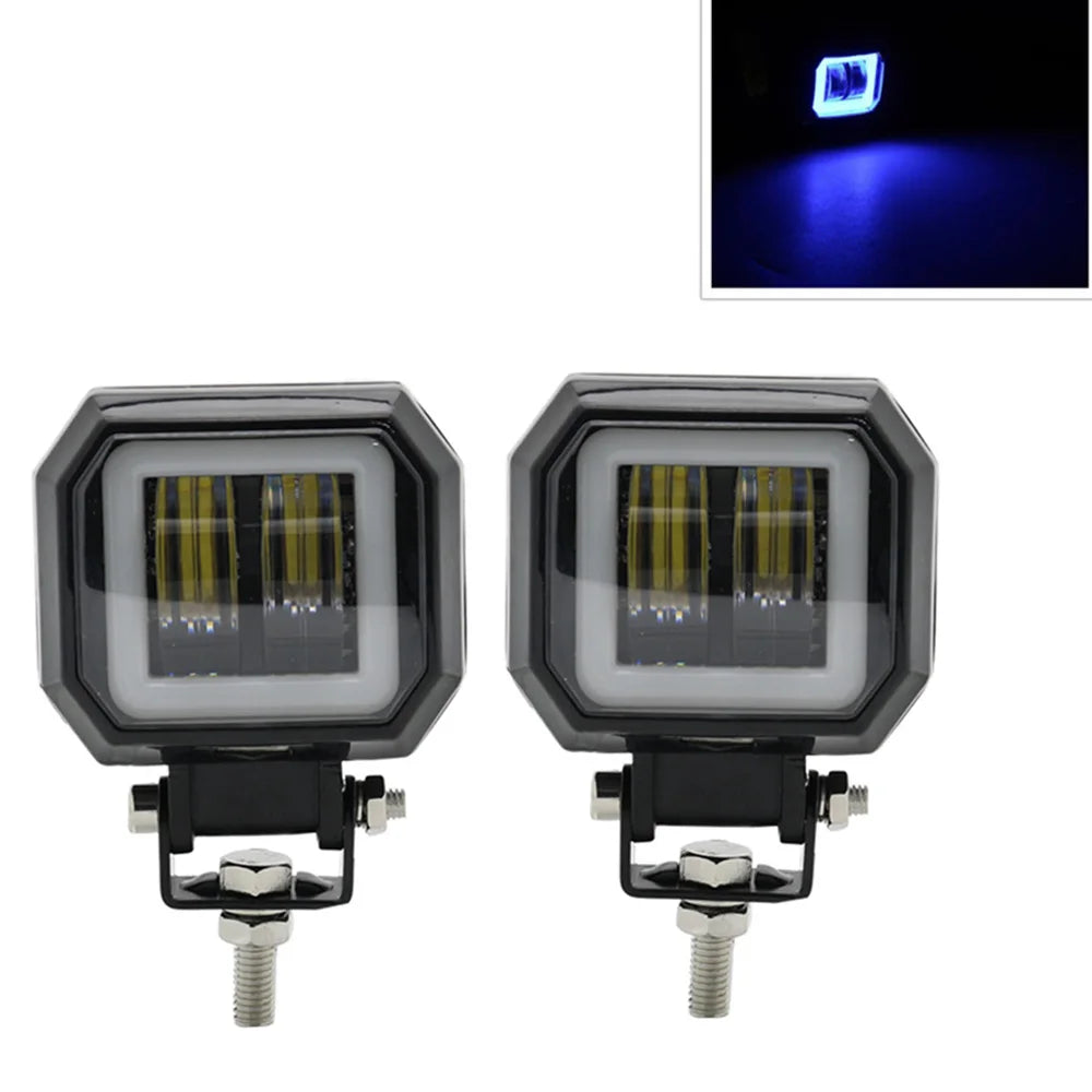 2PCS/1PC 12V-80V Waterproof Round  Angel Eyes LED light Portable Spotlights Motorcycle Offroad Truck Driving Car Boat Work Light