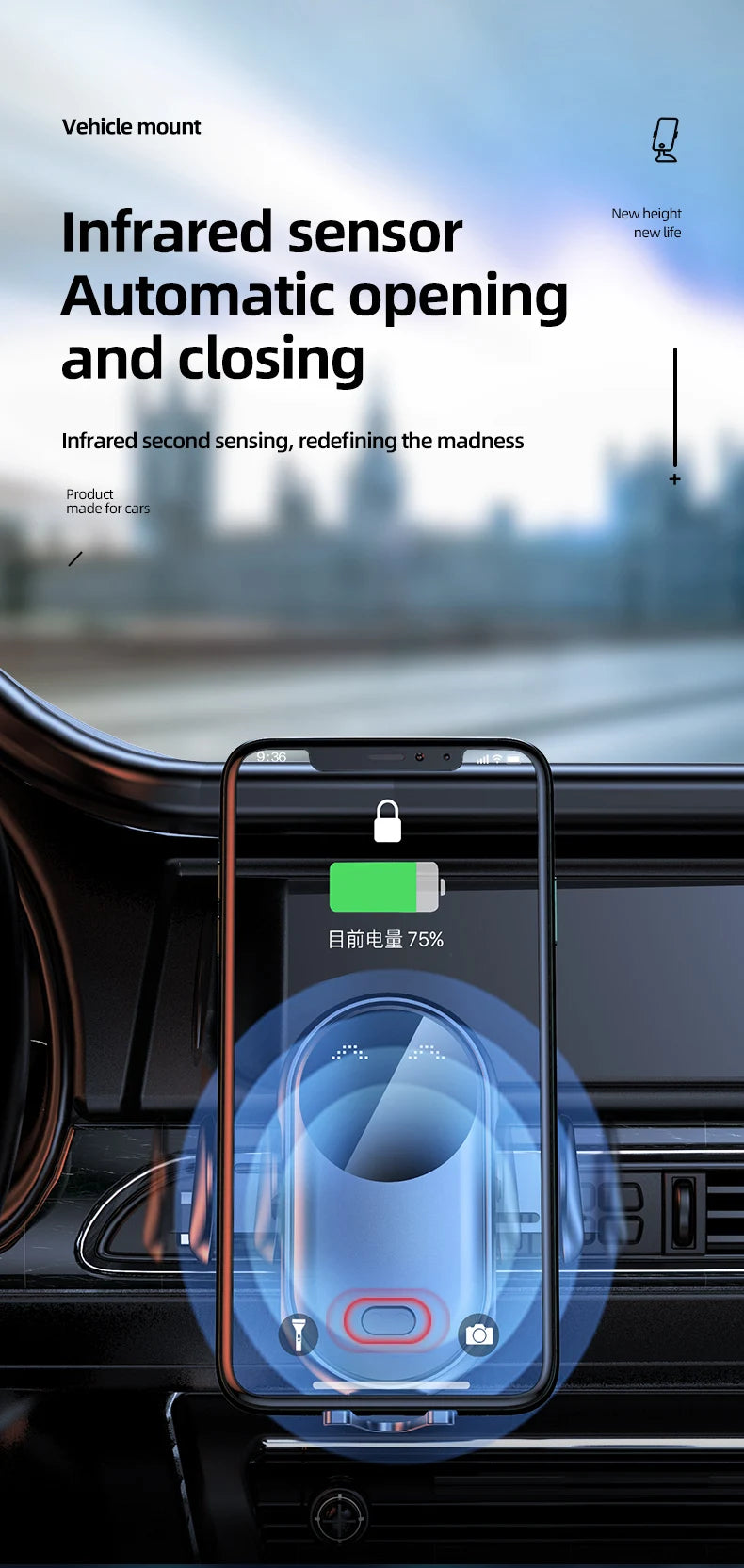 30W Fast Wireless Car Phone Mount – Air Vent Charger