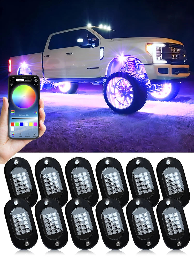 RGB LED Rock Lights – APP Controlled Music Underglow for Truck & SUV