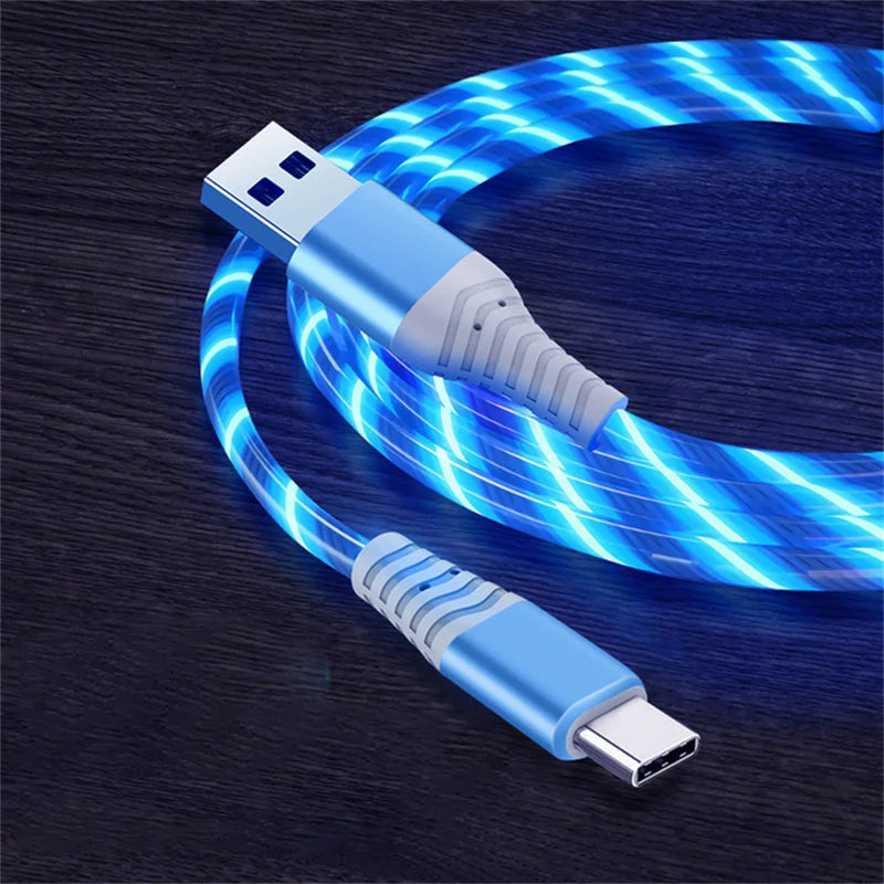 LED Flow Fast Charging Cable – Type-C, Micro USB & Lightning