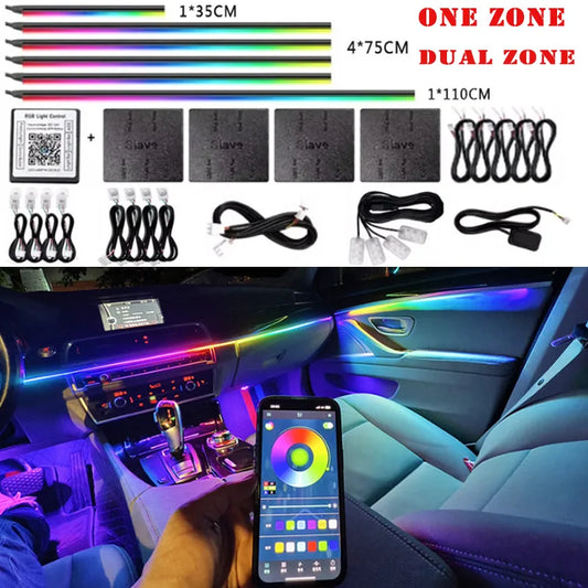 XTRABEAM RGB Acrylic Ambient Light Kit – 64 Colors, APP Control, Dual Zone Interior Upgrade (14/18-in-1)