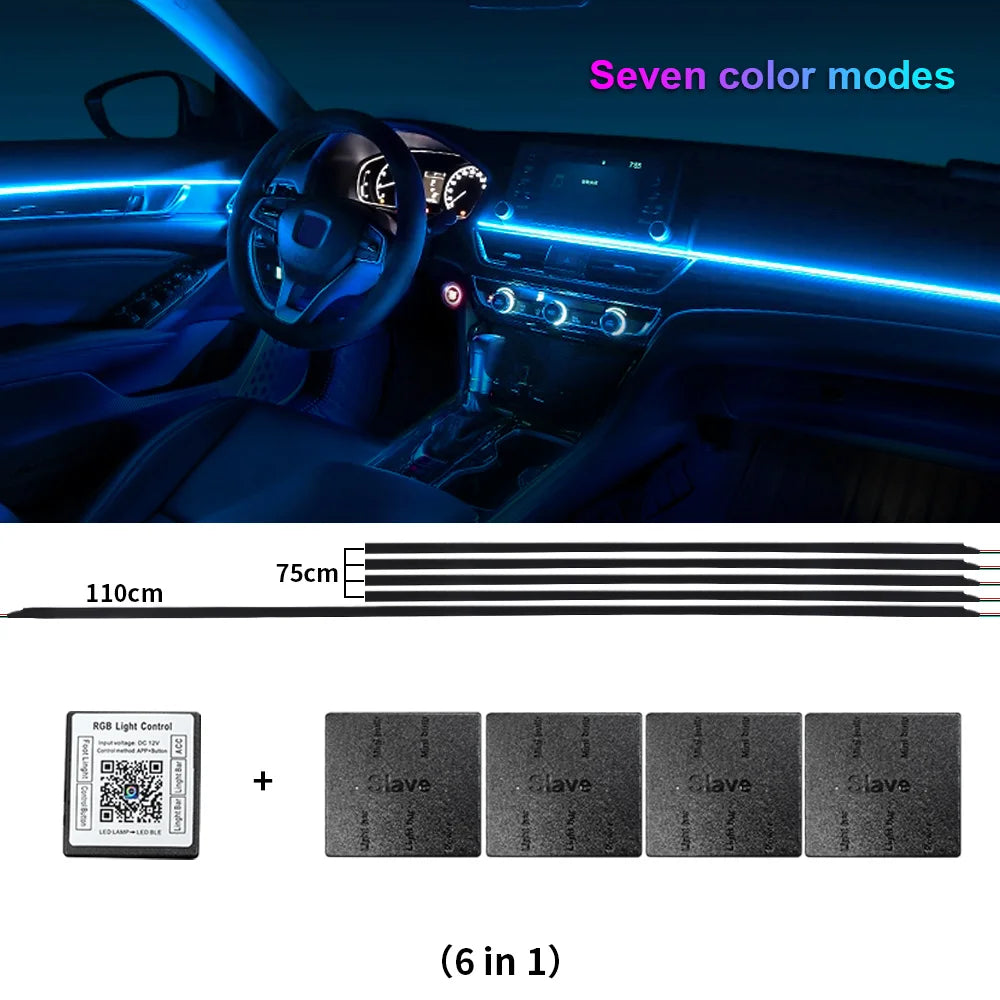 XTRABEAM RGB Acrylic Ambient Light Kit – 64 Colors, APP Control, Dual Zone Interior Upgrade (14/18-in-1)