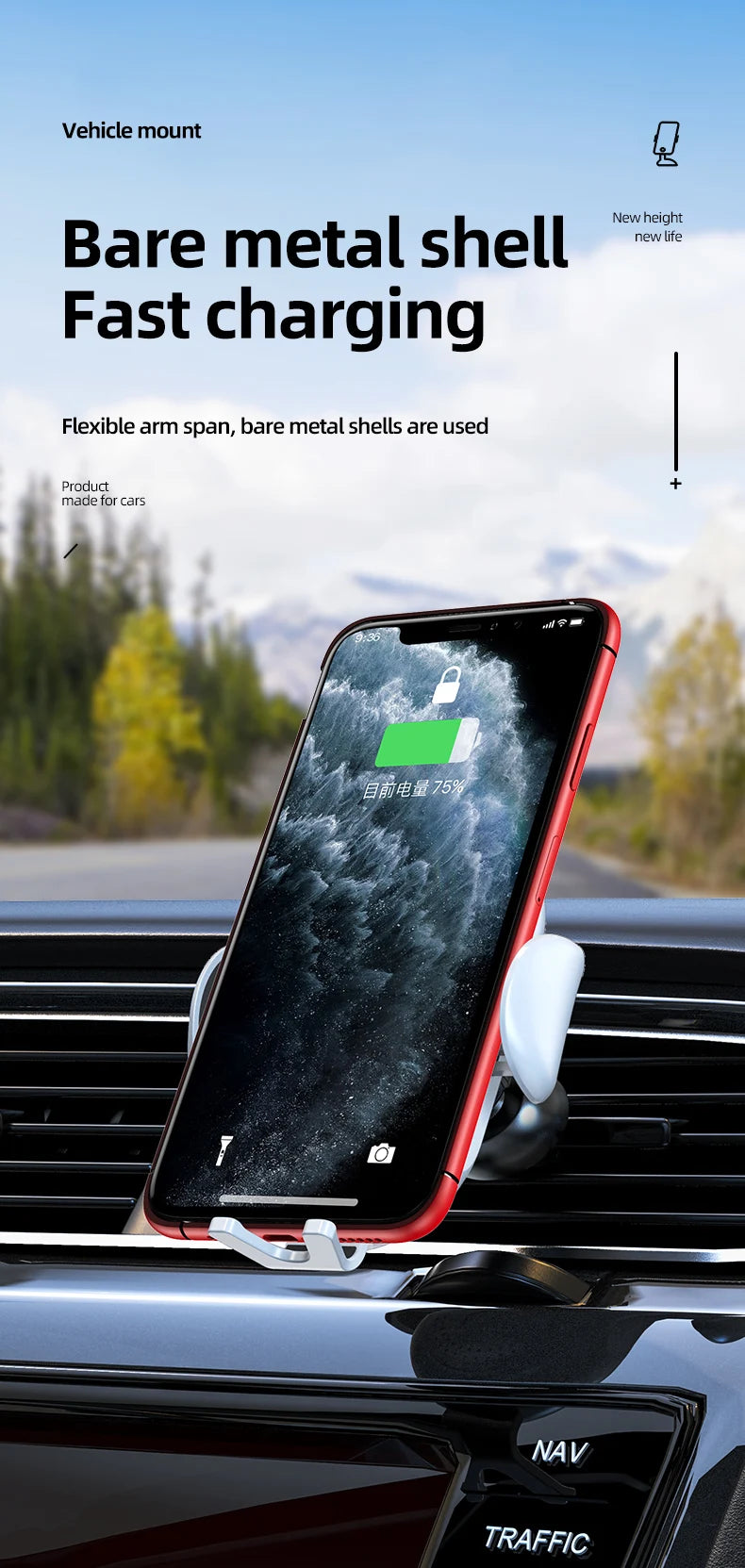 30W Fast Wireless Car Phone Mount – Air Vent Charger