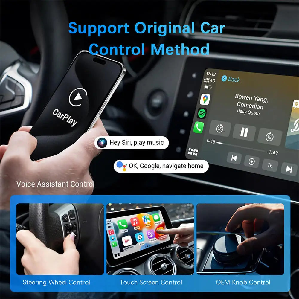 Wired to Wireless CarPlay Android Auto Adapter for OEM Car Stereo With USB Plug and Play