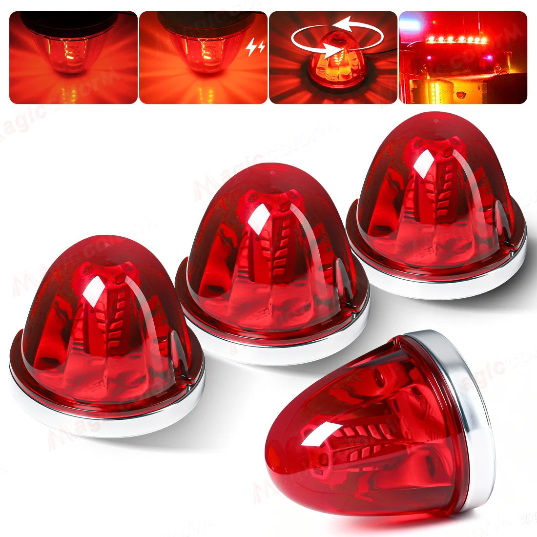360° Rotating LED Truck Warning Light – Waterproof 12V/24V