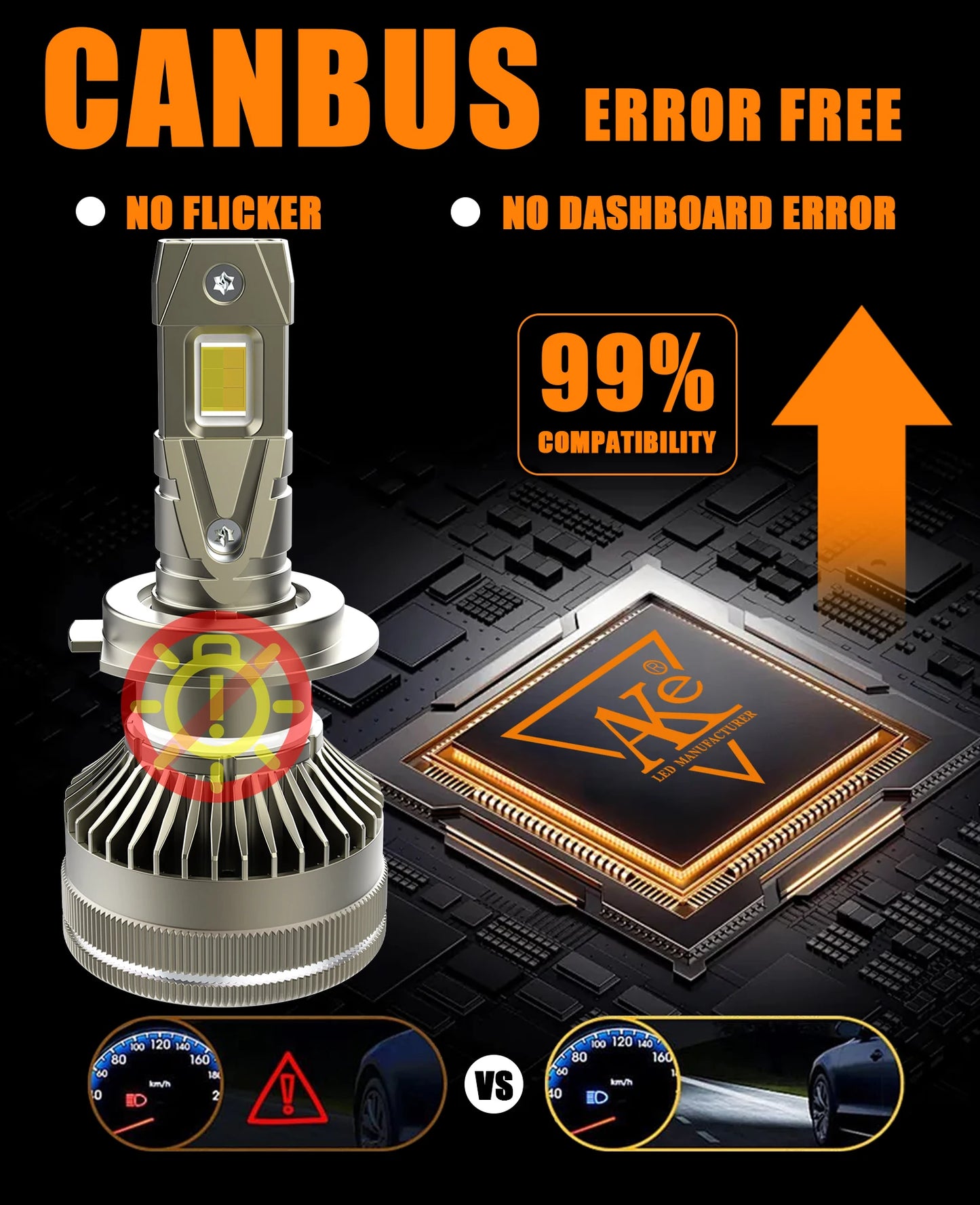 XTRABEAM 3-Color LED Headlight Bulbs – APP Control, Mini Turbo Cooling, 3000K/4300K/6000K