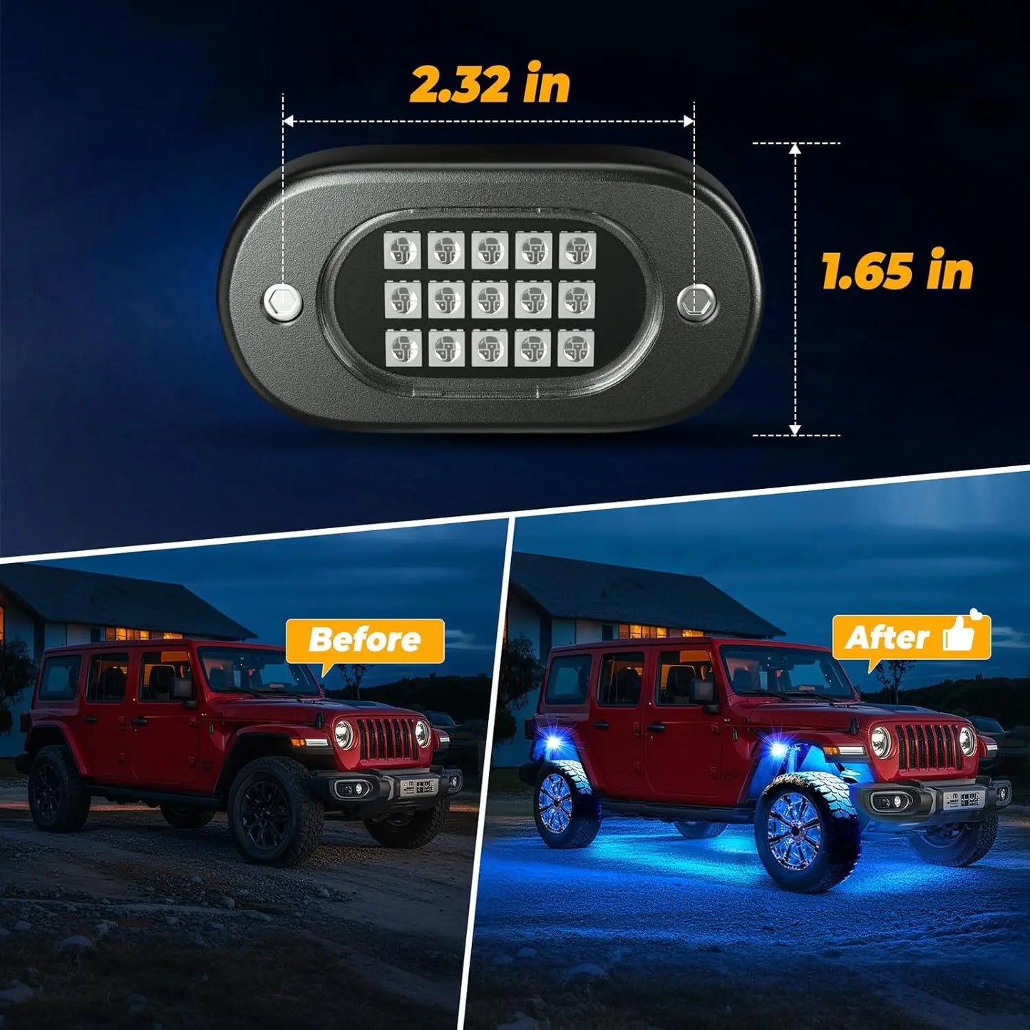 RGB LED Rock Lights – APP Controlled Music Underglow for Truck & SUV