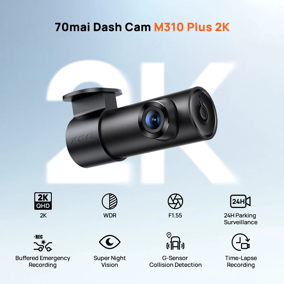 70mai M310 Plus Dash Camera – 2K 1440P, 143° Wide Angle, Parking Mode