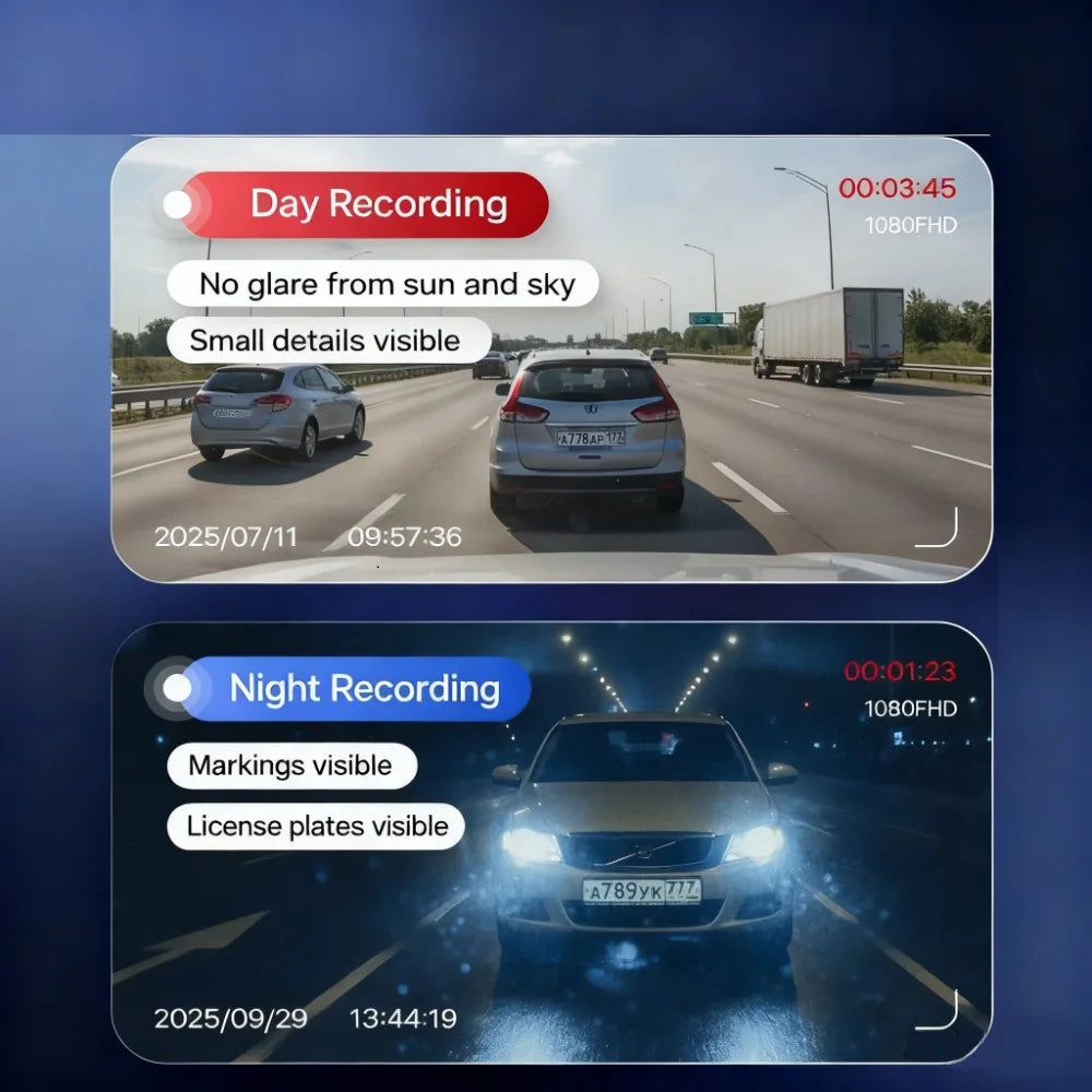12" Rearview Mirror Dash Cam – 5MP Dual Lens Night Vision DVR with Wide Angle