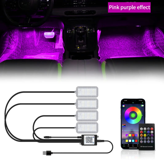 LED Car Interior Ambient Lights Foot Strip Lighting Kit Accessories Backlight Remote App Music Control Auto RGB Decorative Lamp