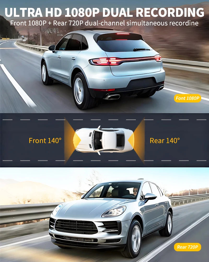 12" Rearview Mirror Dash Cam – 5MP Dual Lens Night Vision DVR with Wide Angle