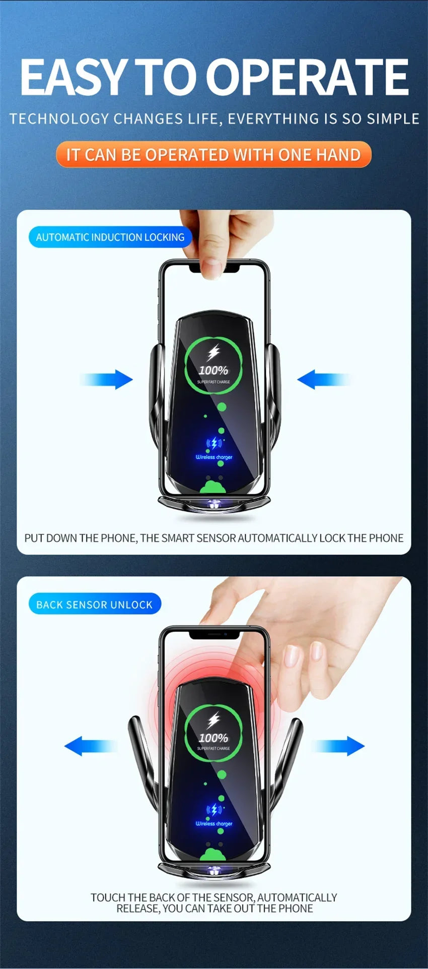 100W Magnetic Wireless Charging Car Mount