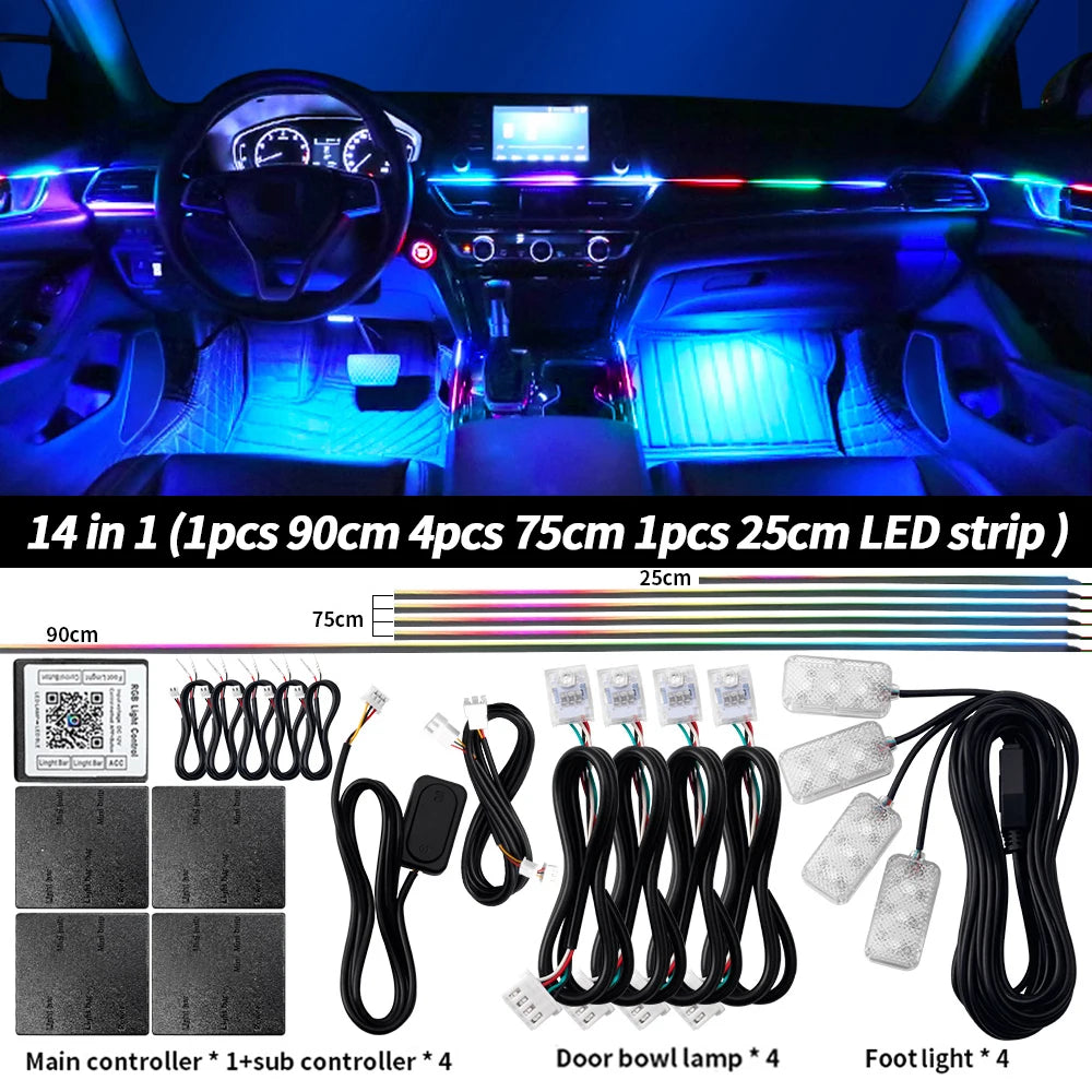 RGB Symphony LED Car Interior Ambient Light Kit – 6 / 10 / 14 / 18 / 22 in 1