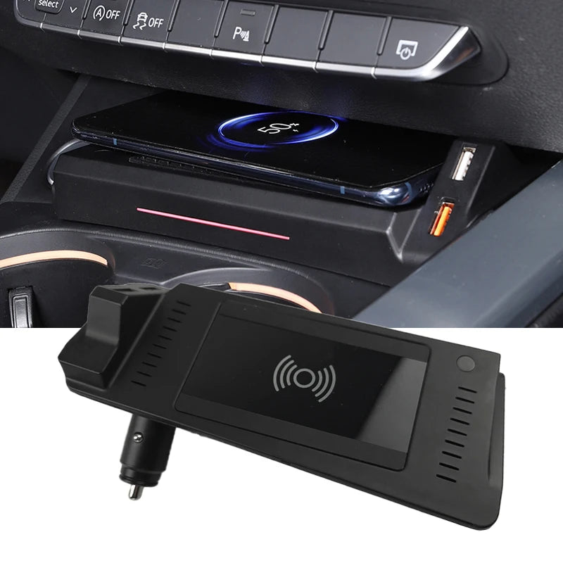 15W Fast Phone Holder Charging Car Wireless Charger For Audi A4 B9 A5 S4 RS4 2018 2019 2020 2021 Accessories Trim
