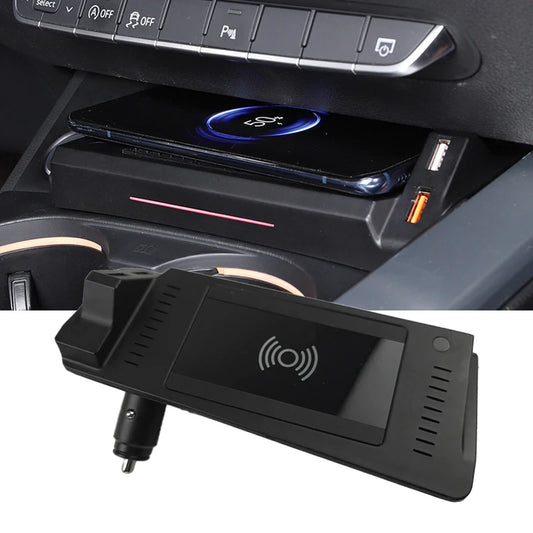 15W Fast Phone Holder Charging Car Wireless Charger For Audi A4 B9 A5 S4 RS4 2018 2019 2020 2021 Accessories Trim