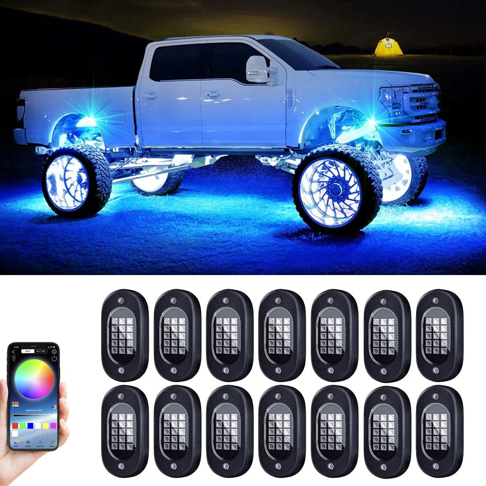 RGB LED Rock Lights – APP Controlled Music Underglow for Truck & SUV