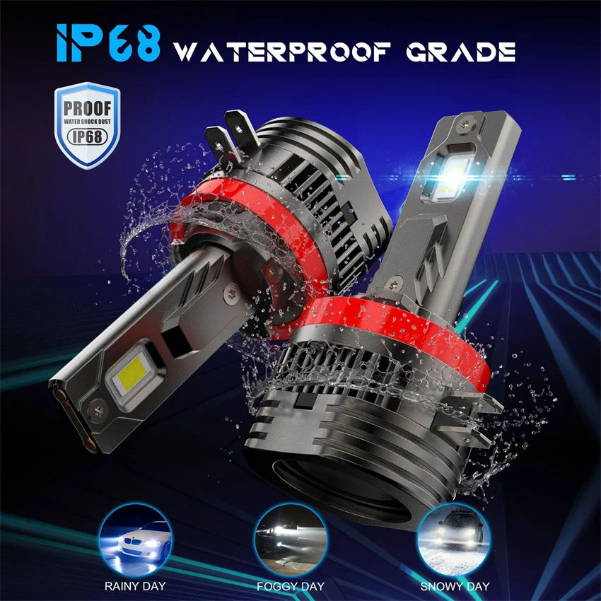 H11B LED Headlight Bulb Turbo 1800W 9000000LM Low Beam High Beam 6000K White For Ford Fiesta Kia Hyundai Plug And Play