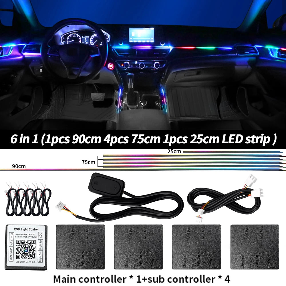 RGB Symphony LED Car Interior Ambient Light Kit – 6 / 10 / 14 / 18 / 22 in 1
