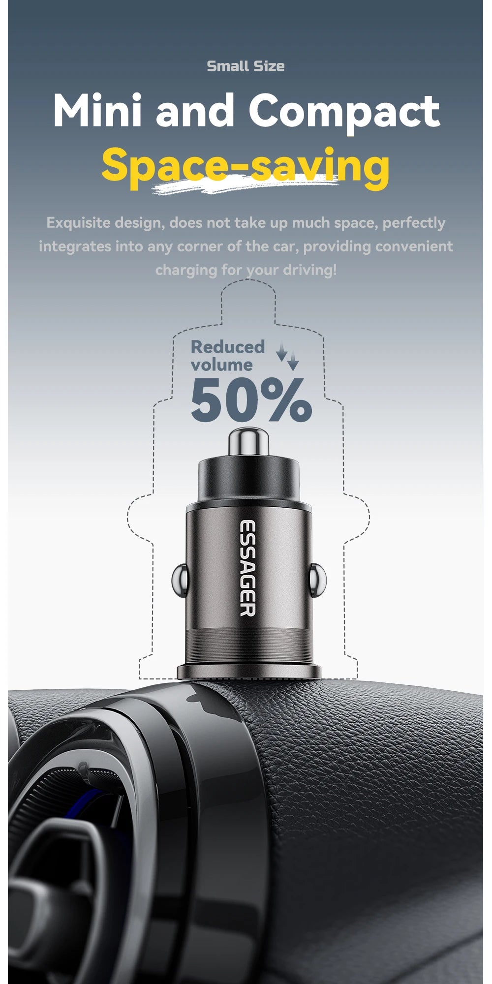 45W Fast Charging Car Adapter – Dual Port USB-C
