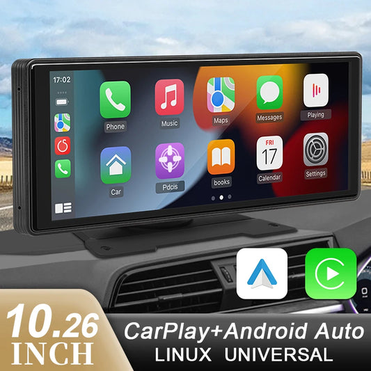 10.26" Smart Car Display – Wireless CarPlay, Android Auto, Bluetooth & USB