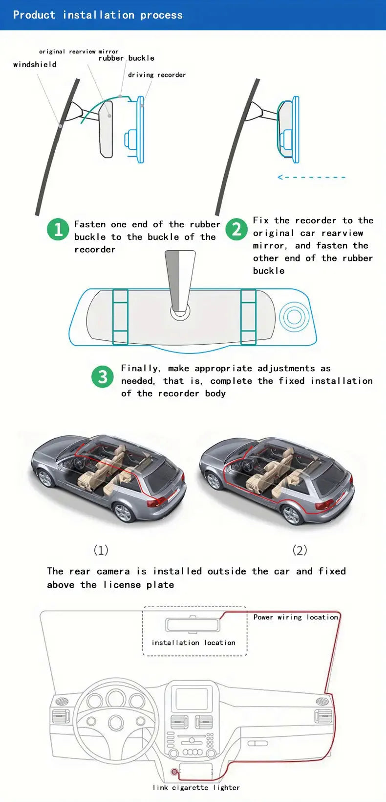4.3" Rearview Mirror Dash Cam – 1080P Dual Lens Front & Rear DVR