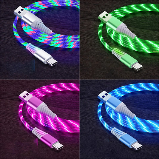 LED Flow Fast Charging Cable – Type-C, Micro USB & Lightning